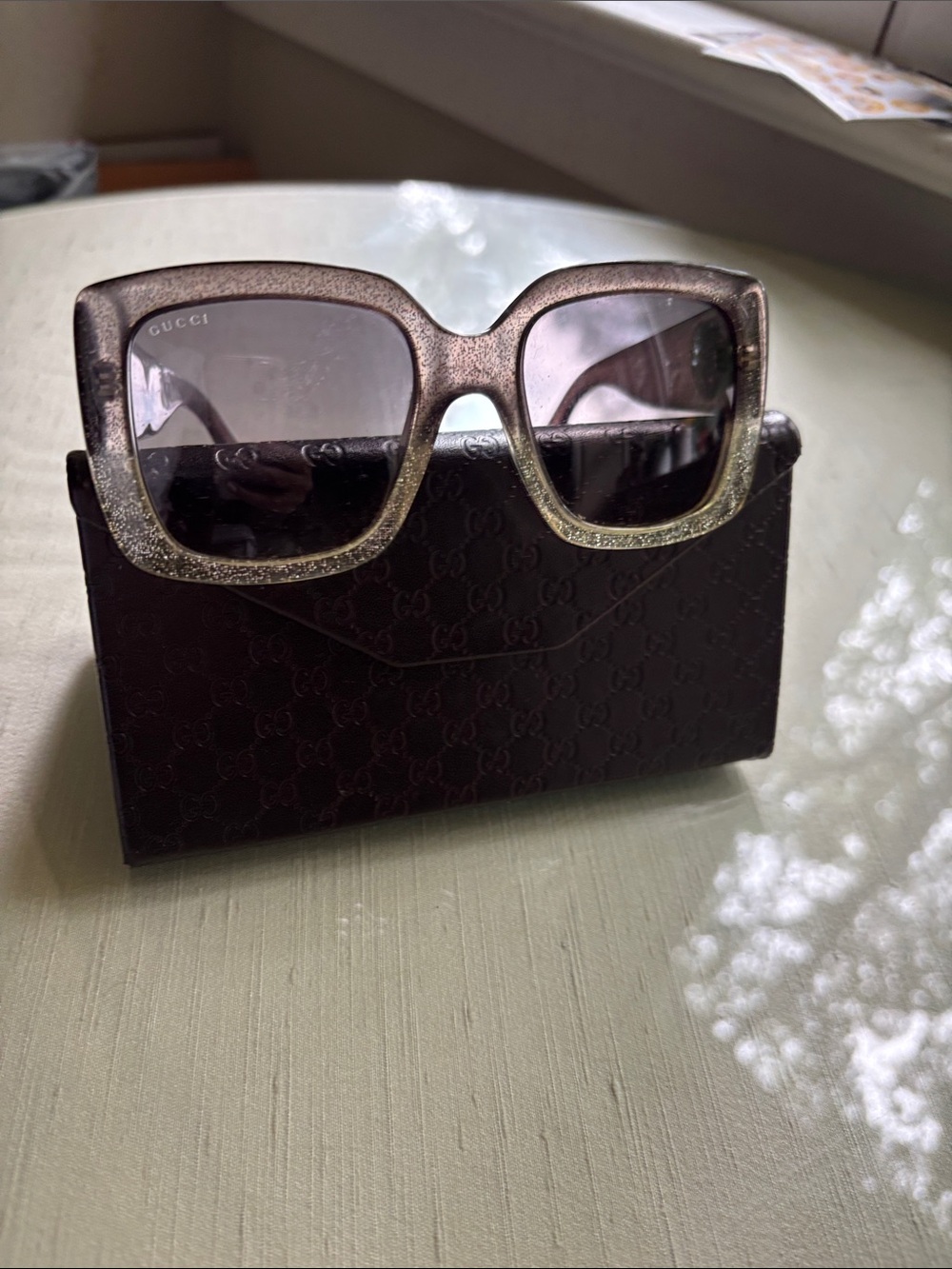 Gucci Women’s Glitter Square Sunglasses in Grey
